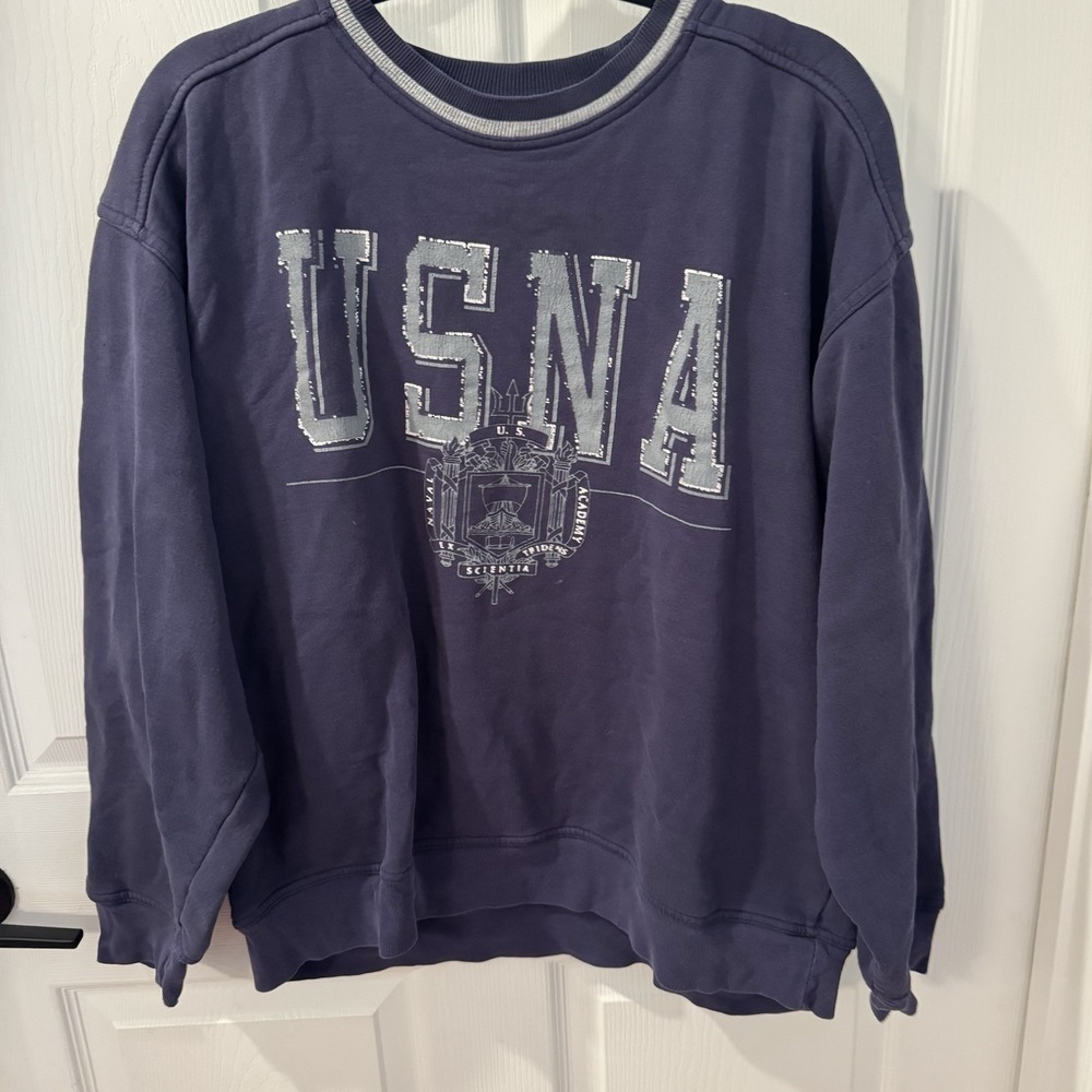 Vintage USNA Blue Unisex Sz L Crewneck Sweatshirt US naval Academy